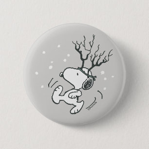 Peanuts   Snoopy Reindeer 2 Inch Round Button