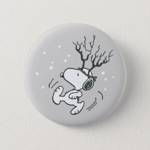 Peanuts   Snoopy Reindeer 2 Inch Round Button