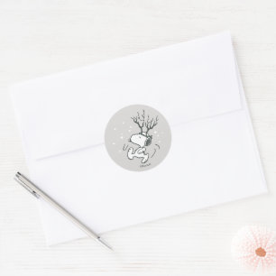 Peanuts   Snoopy Reindeer Classic Round Sticker