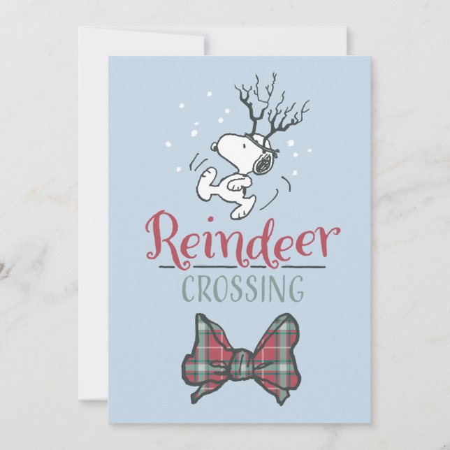 Peanuts | Snoopy Reindeer Crossing Christmas Holiday Card (Front)