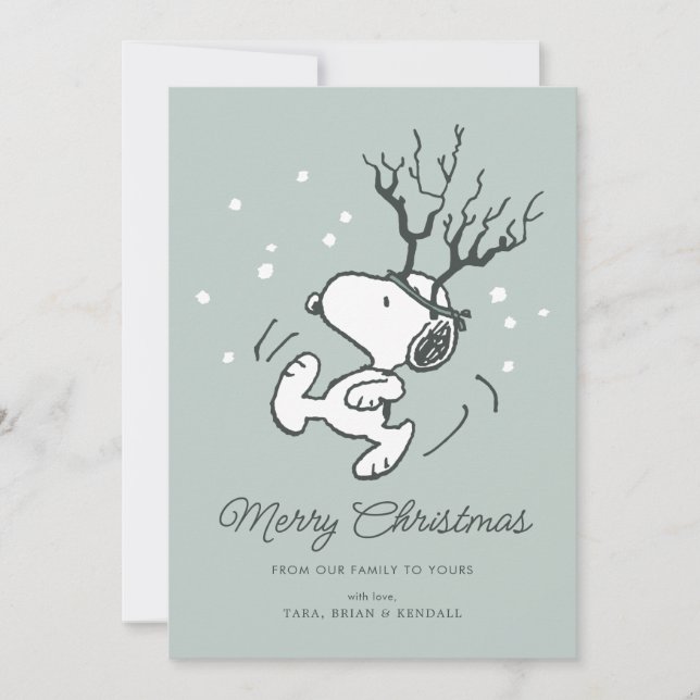 Peanuts | Snoopy Reindeer Crossing Christmas  Holiday Card (Front)