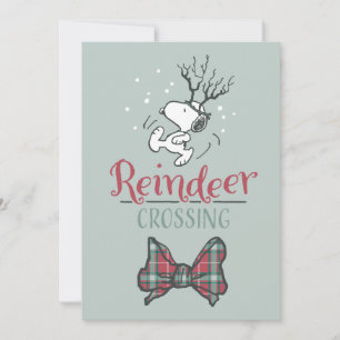 Peanuts   Snoopy Reindeer Crossing Christmas Holiday Card
