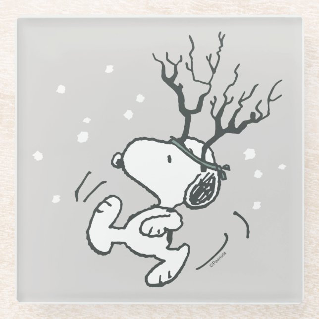 Peanuts | Snoopy Reindeer Glass Coaster (Front)
