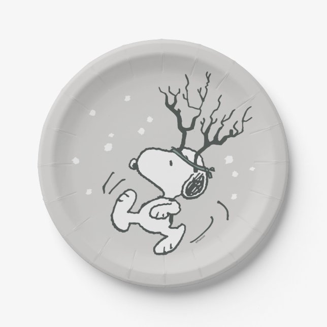 Peanuts | Snoopy Reindeer Paper Plate (Front)