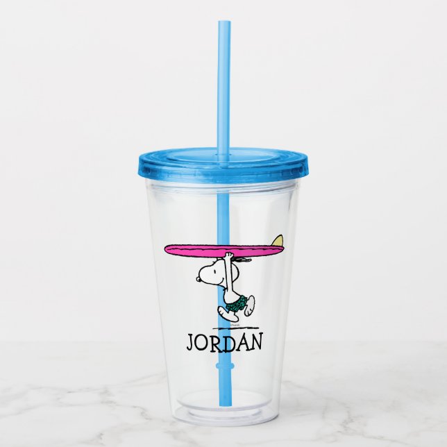 Peanuts | Snoopy Running | Add Your Name Acrylic Tumbler (Front)