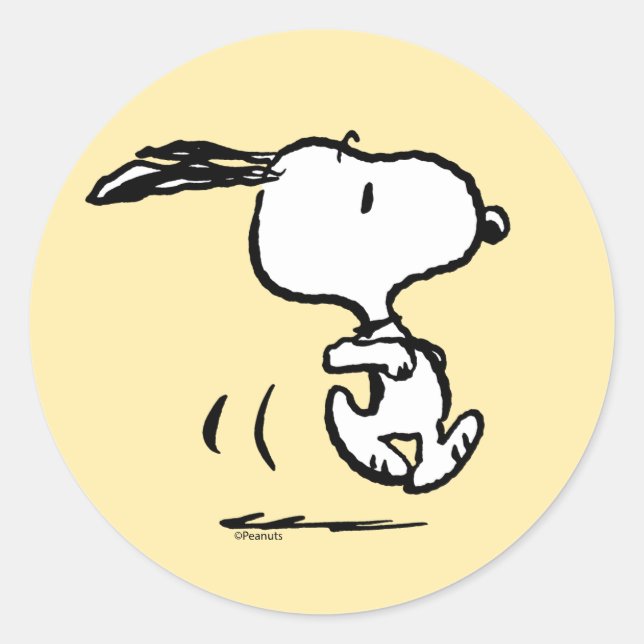 Peanuts | Snoopy Running Classic Round Sticker (Front)