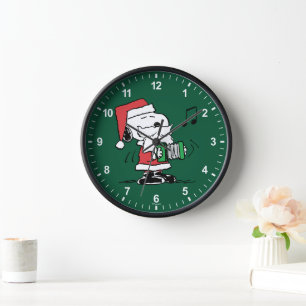 Peanuts   Snoopy Santa Claus Accordian Clock
