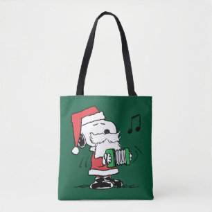 Peanuts   Snoopy Santa Claus Accordian Tote Bag