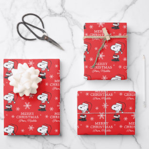 Peanuts   Snoopy Santa Claus Wrapping Paper Sheet