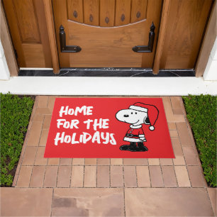 Peanuts   Snoopy Santa Home for the Holidays Doormat