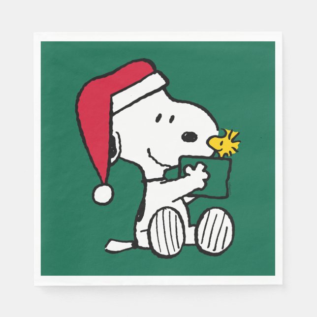 Peanuts | Snoopy Santa & Woodstock Gift Napkin (Front)