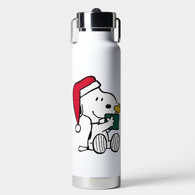 Peanuts | Snoopy Santa & Woodstock Gift Water Bottle (Front)