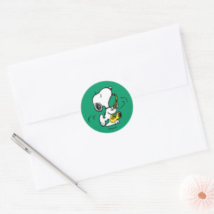 Peanuts   Snoopy Saxophone Player Classic Round Sticker