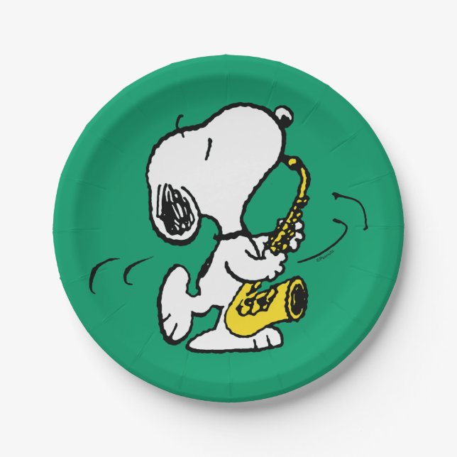 Peanuts | Snoopy Saxophone Player Paper Plate (Front)
