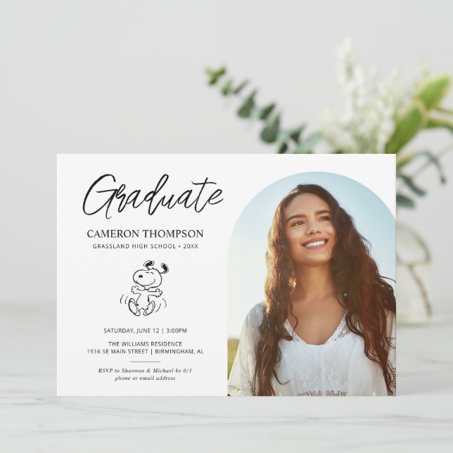 Peanuts Snoopy | School Graduation Party Invitation (Standing Front)