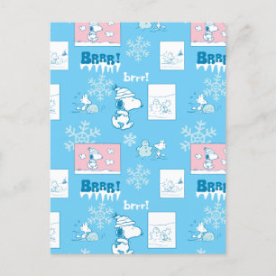 Peanuts   Snoopy Snow Day Pattern Postcard
