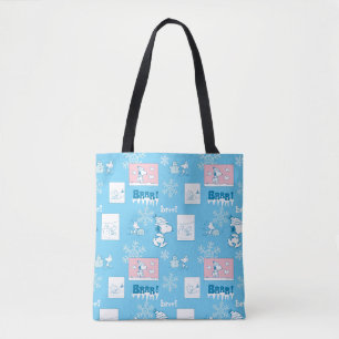 Peanuts   Snoopy Snow Day Pattern Tote Bag