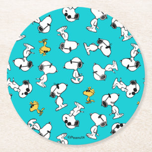 Peanuts   Snoopy & Sunglasses Pattern Round Paper Coaster
