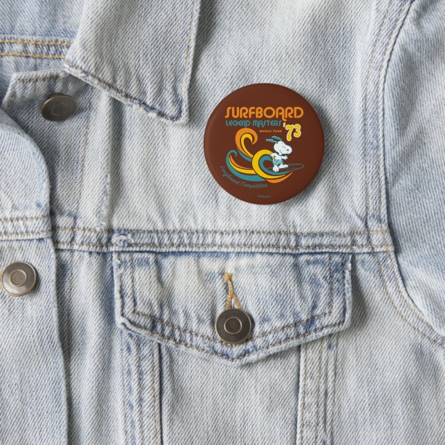 Peanuts | Snoopy Surfboard Longboard Competition 2 Inch Round Button (In Situ)