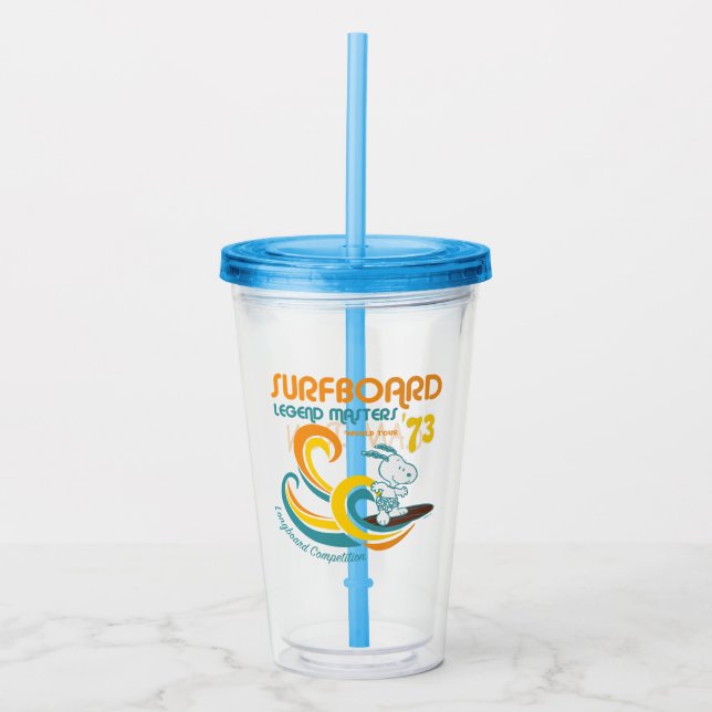 Peanuts | Snoopy Surfboard Longboard Competition Acrylic Tumbler (Front)