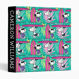 Peanuts   Snoopy Teal Surf Pattern   Add Your Name Binder