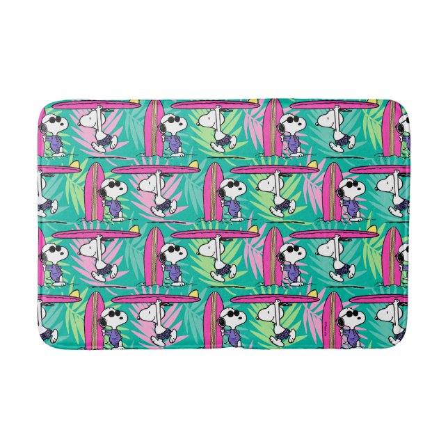 Peanuts | Snoopy Teal Surf Pattern Bath Mat (Front)