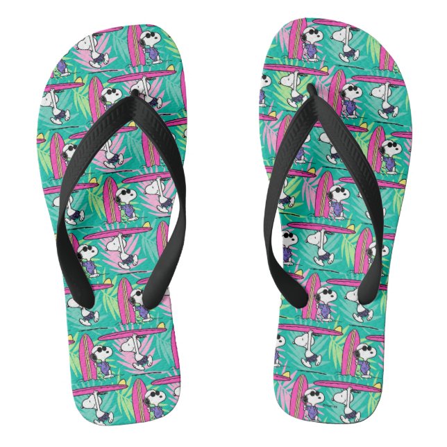 Peanuts | Snoopy Teal Surf Pattern Flip Flops (Footbed)