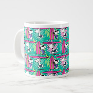 Peanuts   Snoopy Teal Surf Pattern Large Coffee Mug