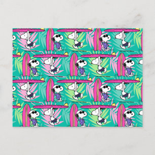 Peanuts   Snoopy Teal Surf Pattern Postcard