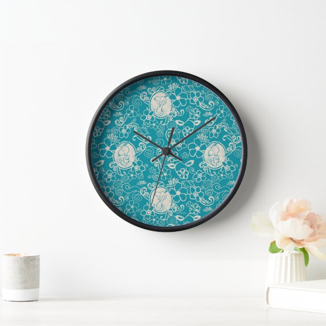 Peanuts | Snoopy Teal Tropical Beach Pattern Clock (Home)