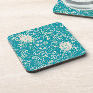 Peanuts   Snoopy Teal Tropical Beach Pattern Coaster