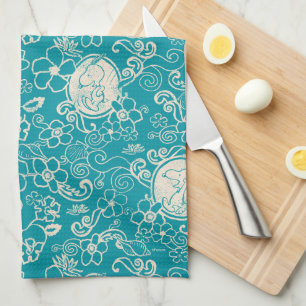 Peanuts   Snoopy Teal Tropical Beach Pattern Kitchen Towel