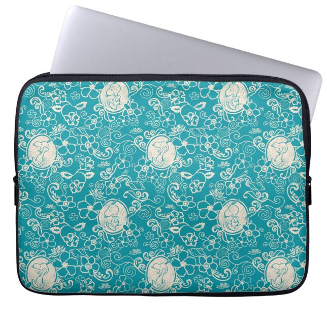 Peanuts | Snoopy Teal Tropical Beach Pattern Laptop Sleeve (Front)