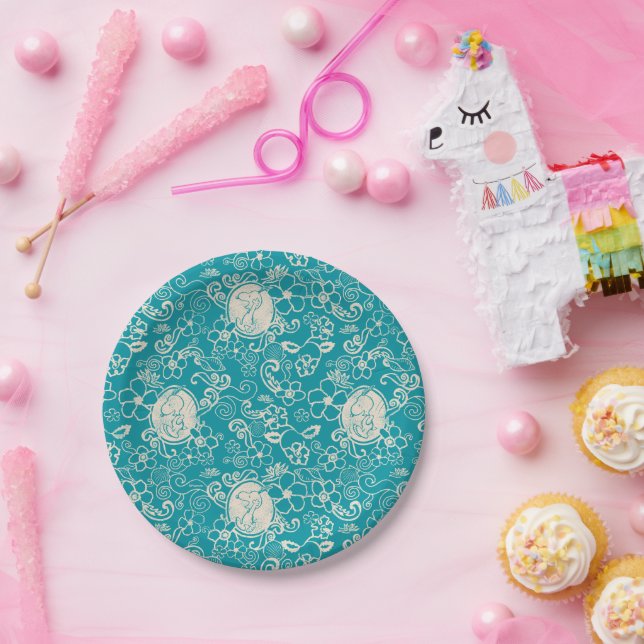 Peanuts | Snoopy Teal Tropical Beach Pattern Paper Plate (Party)
