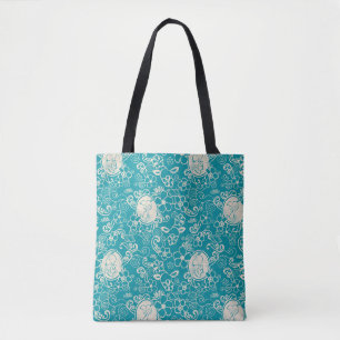 Peanuts   Snoopy Teal Tropical Beach Pattern Tote Bag