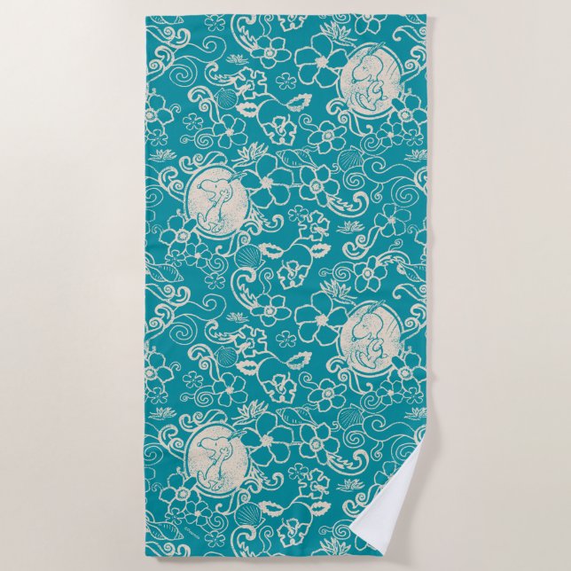 Peanuts | Snoopy Teal Tropical Beach Pattern Towel (Front)