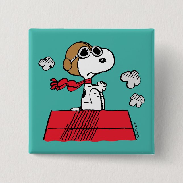 Peanuts | Snoopy the Flying Ace 2 Inch Square Button (Front)