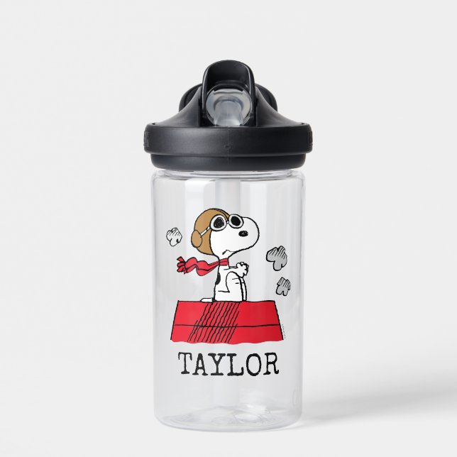 Peanuts | Snoopy the Flying Ace | Add Your Name Water Bottle (Front)