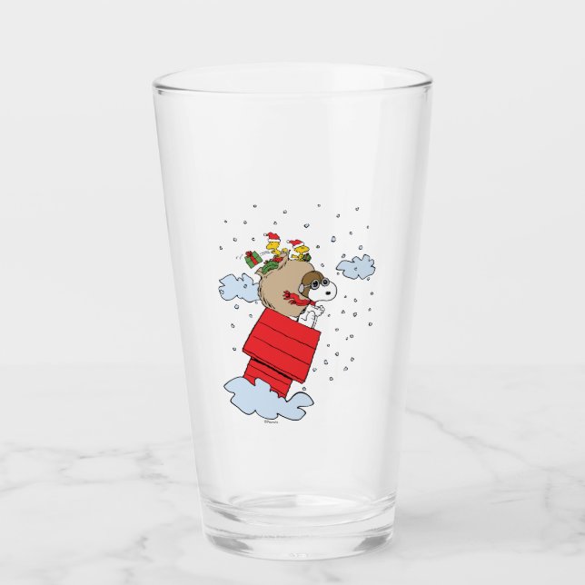 Peanuts | Snoopy the Flying Ace at Christmas Glass (Front)
