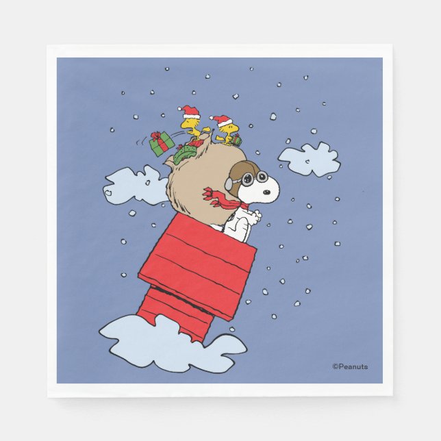 Peanuts | Snoopy the Flying Ace at Christmas Napkin (Front)