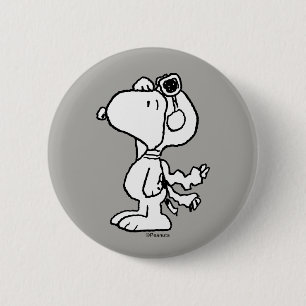 Peanuts   Snoopy the Flying Ace BW 2 Inch Round Button