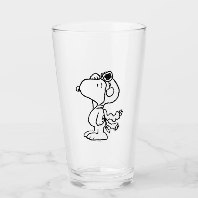 Peanuts | Snoopy the Flying Ace BW Glass (Front)