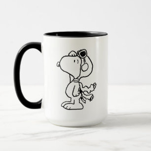 Peanuts Snoopy the Flying Ace BW Mug