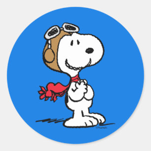 Peanuts   Snoopy The Flying Ace Classic Round Sticker