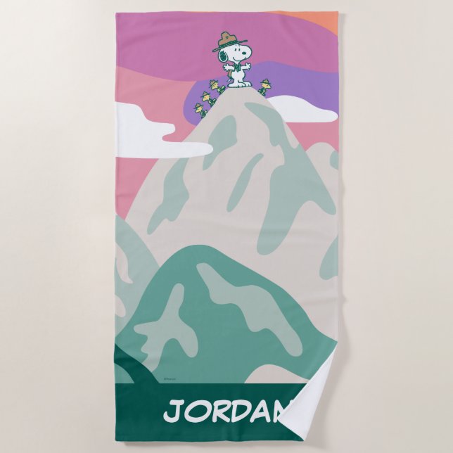Peanuts | Snoopy & Troop Hiking the Mountain Beach Towel (Front)