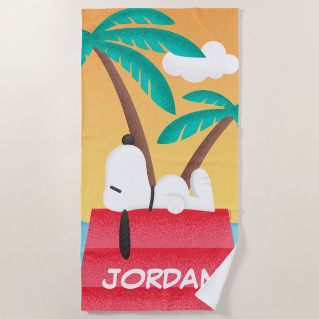 Peanuts | Snoopy Tropical Deco | Add Your Name Beach Towel (Front)