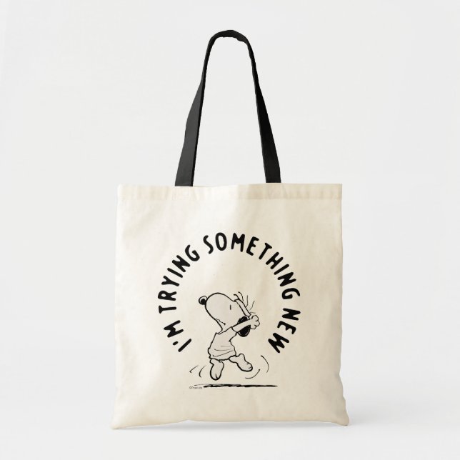 Peanuts | Snoopy Trying Something New Tote Bag (Front)