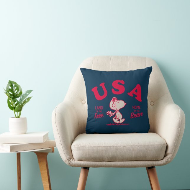 Peanuts | Snoopy USA Land of the Free Throw Pillow (Chair)