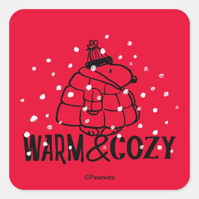 Peanuts | Snoopy Warm & Cozy Square Sticker (Front)