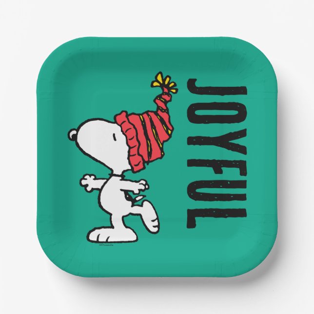 Peanuts | Snoopy Winter Beanie Cap Paper Plate (Front)